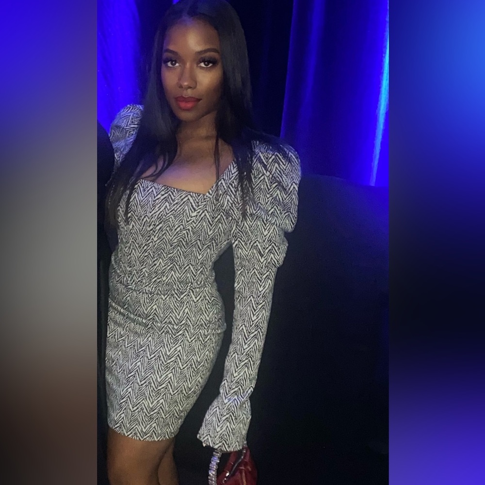 WOMENS LONG SLEEVE CORSET LINE DESIGN DRESS Puff shoulders